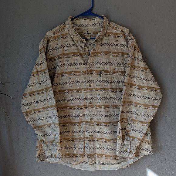 Woolrich Other - Woolrich Beige and Brown Aztec Patterned Casual Button Down Shirt XL